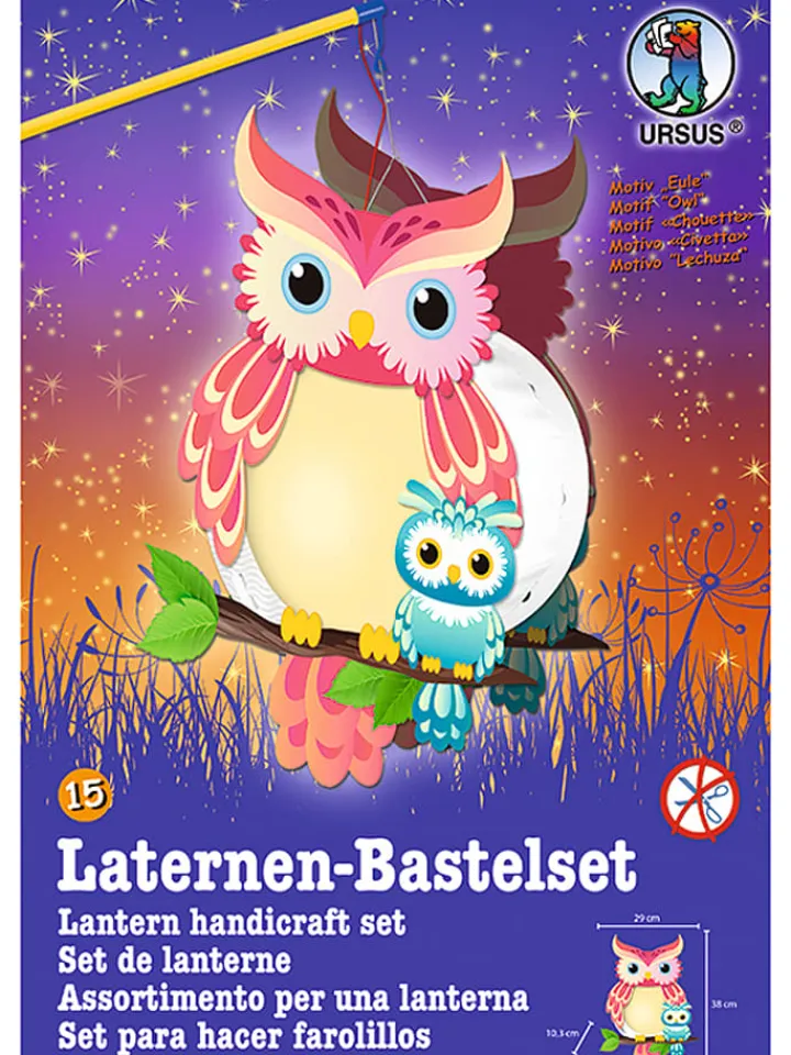 URSUS Partyzubehör & -Dekoration<Laternen-Bastelset "Easy Line - Eule" in Bunt