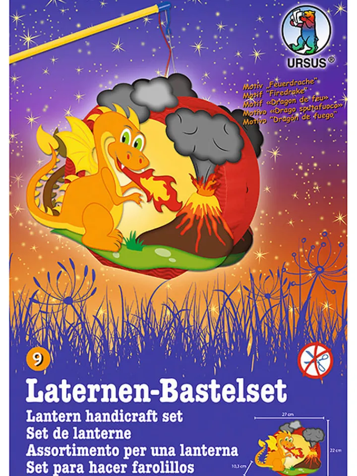 URSUS Partyzubehör & -Dekoration<Laternen-Bastelset "Easy Line - Feuerdrache" in Bunt