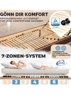 Coemo Betten & Matratzen<Lattenrost ERGO K 70x200 verstellbar in Natur