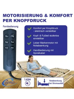 Coemo Betten & Matratzen<Lattenrost Ergo mit Motor, Kopf- und Fußteil elektrisch verstellbar in Natur