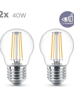 Philips Leuchtmittel<LED Classic E27 Lampe 40 W Tropfenform klar warmweiß 2er-Pack Energieklasse F