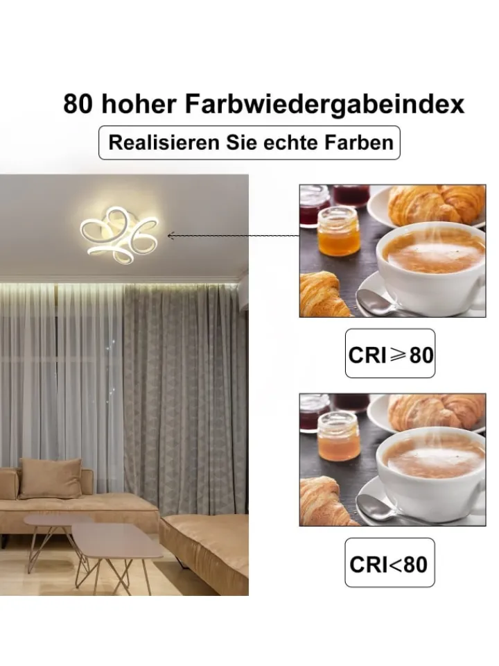 ZMH Decken- & Hängeleuchten<Led Deckenleuchte in Weiß 26W Modern 3000K Warmweiß Kreatives L 26cm