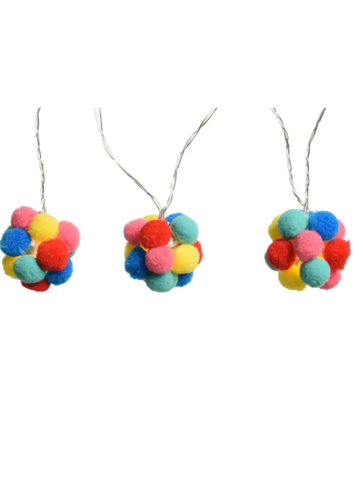 MARELIDA Lichterketten & Dekobeleuchtung<LED Deko Lichterkette bunte Pompoms L: 1,8m in bunt