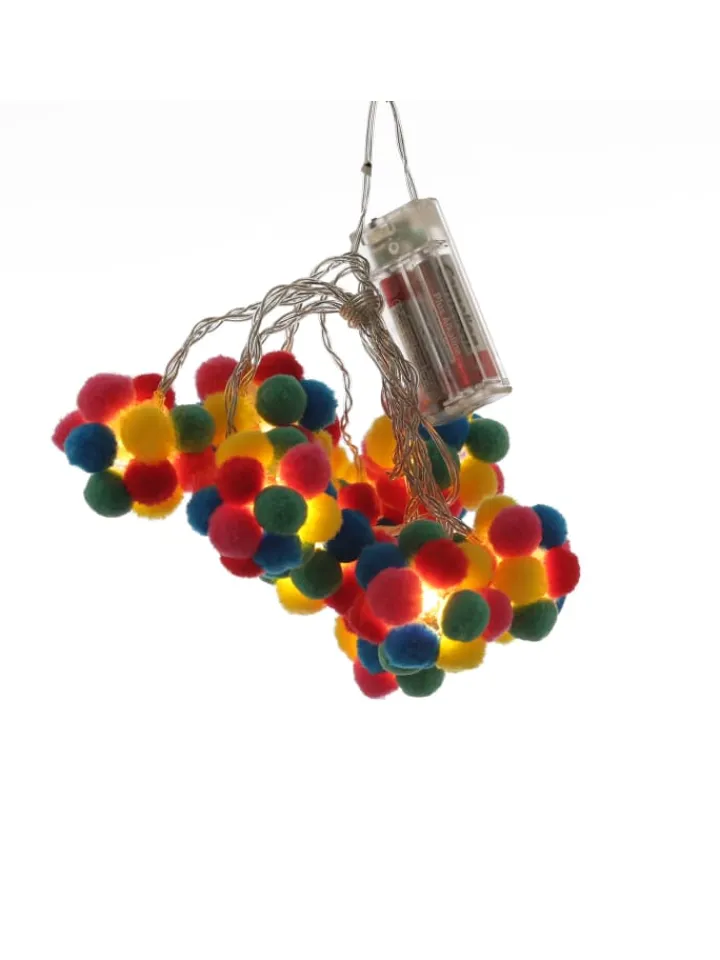 MARELIDA Lichterketten & Dekobeleuchtung<LED Deko Lichterkette bunte Pompoms L: 1,8m in bunt