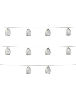 MARELIDA Lichterketten & Dekobeleuchtung<LED Deko Lichterkette Glamour 10 Lampenschirme L: 1,8m in silber