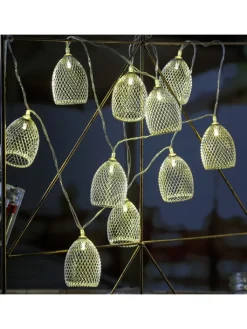 MARELIDA Lichterketten & Dekobeleuchtung<LED Deko Lichterkette Glamour 10 Lampenschirme L: 1,8m in silber