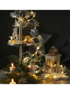 MARELIDA Lichterketten & Dekobeleuchtung<LED Drahtlichterkette glitzernde Blätter 30 LED L: 150cm in silber