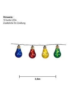STAR Trading Lichterketten & Dekobeleuchtung<LED Glühbirnen Lichterkette Glow, outdoor, Netzbetrieb, bunt, 3,6m