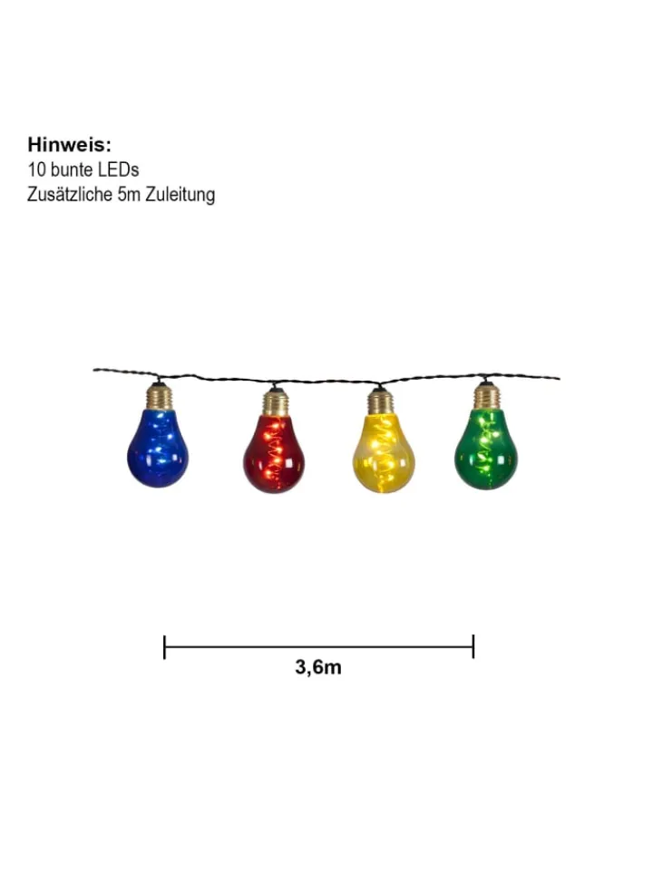 STAR Trading Lichterketten & Dekobeleuchtung<LED Glühbirnen Lichterkette Glow, outdoor, Netzbetrieb, bunt, 3,6m