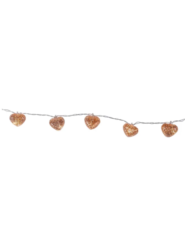 STAR Trading Lichterketten & Dekobeleuchtung<LED Lichterkette 10 leuchtende Herzen L: 90cm in kupfer