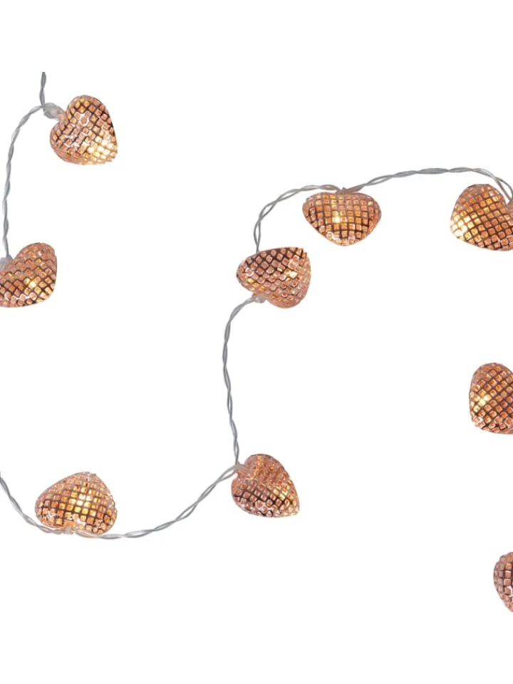 STAR Trading Lichterketten & Dekobeleuchtung<LED Lichterkette 10 leuchtende Herzen L: 90cm in kupfer