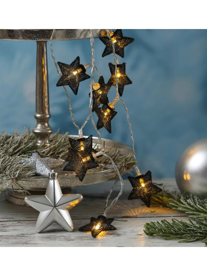 MARELIDA Lichterketten & Dekobeleuchtung<LED Lichterkette Sterne Dekolichterkette Weihnachten 0,9m in schwarz
