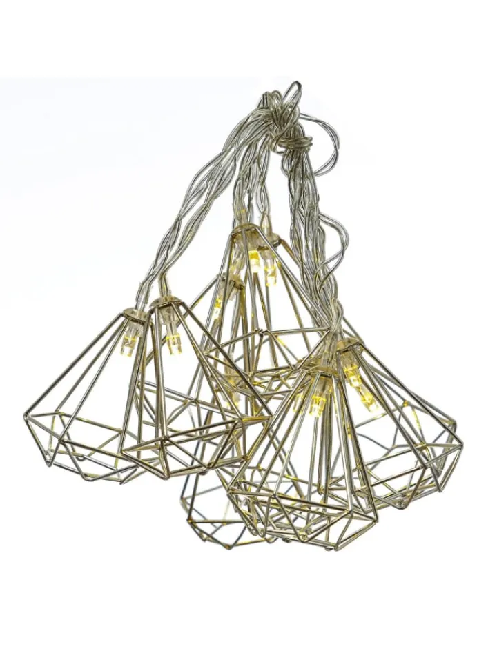 MARELIDA Lichterketten & Dekobeleuchtung<LED Lichterkette DIAMANT 10 kleine beleuchtete Rubine L: 1,6m in silber