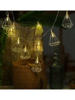 MARELIDA Lichterketten & Dekobeleuchtung<LED Lichterkette DIAMANT 10 kleine beleuchtete Rubine L: 1,6m in silber