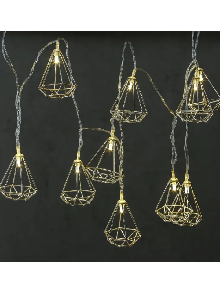 MARELIDA Lichterketten & Dekobeleuchtung<LED Lichterkette DIAMANT 10 kleine beleuchtete Rubine L: 1,6m in silber