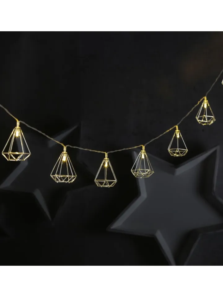 MARELIDA Lichterketten & Dekobeleuchtung<LED Lichterkette DIAMANT 10 kleine beleuchtete Rubine L: 1,6m in silber
