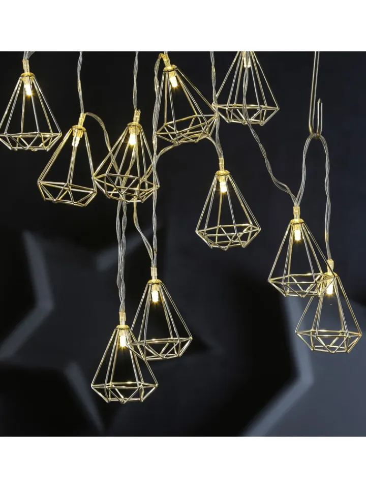 MARELIDA Lichterketten & Dekobeleuchtung<LED Lichterkette DIAMANT 10 kleine beleuchtete Rubine L: 1,6m in silber