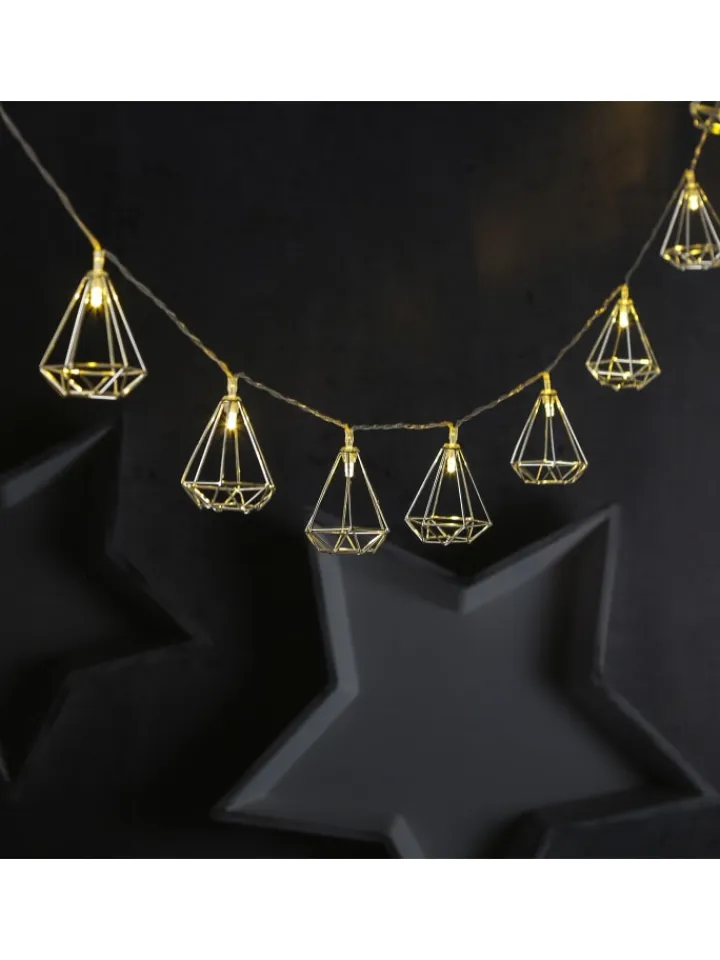 MARELIDA Lichterketten & Dekobeleuchtung<LED Lichterkette DIAMANT 10 kleine beleuchtete Rubine L: 1,6m in silber