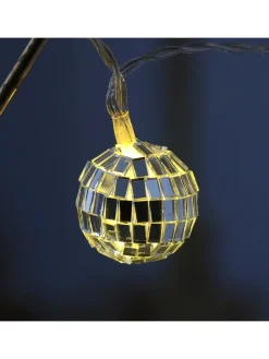 SATISFIRE Lichterketten & Dekobeleuchtung<LED Lichterkette Diskokugel 10 kleine Spiegelkugeln L: 1,35m in silber