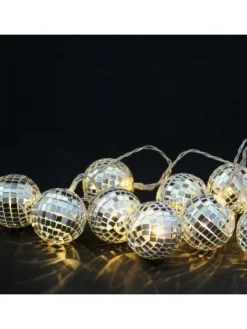 SATISFIRE Lichterketten & Dekobeleuchtung<LED Lichterkette Diskokugel 10 kleine Spiegelkugeln L: 1,35m in silber