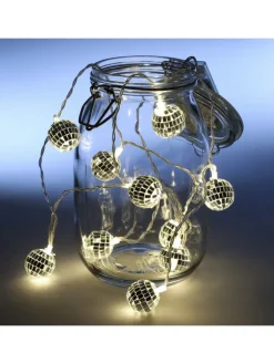 SATISFIRE Lichterketten & Dekobeleuchtung<LED Lichterkette Diskokugel 10 kleine Spiegelkugeln L: 1,35m in silber