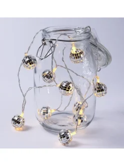 SATISFIRE Lichterketten & Dekobeleuchtung<LED Lichterkette Diskokugel 10 kleine Spiegelkugeln L: 1,35m in silber
