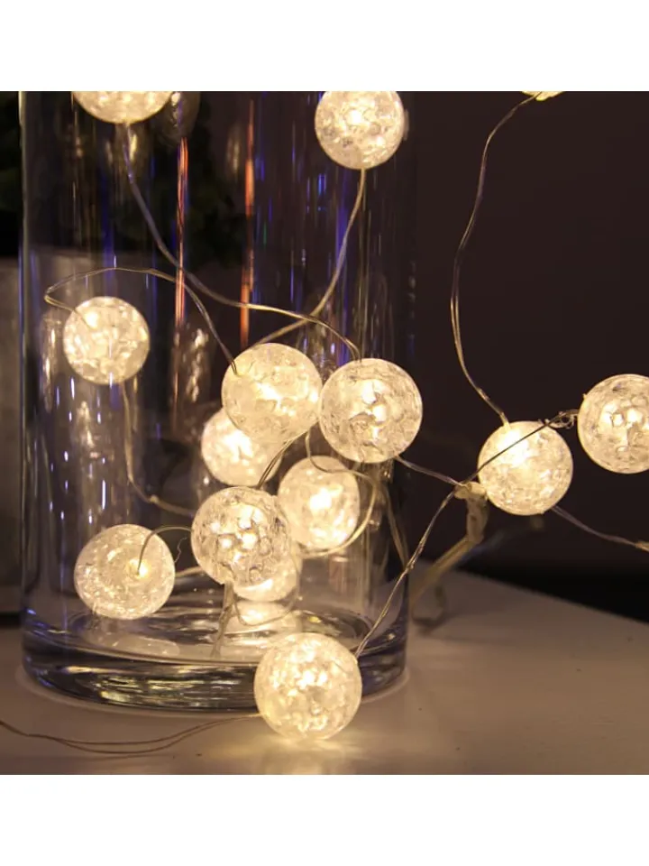 STAR Trading Lichterketten & Dekobeleuchtung<LED Lichterkette Eisglas Kugeln 15 leuchtende Bälle L: 1,4m in transparent