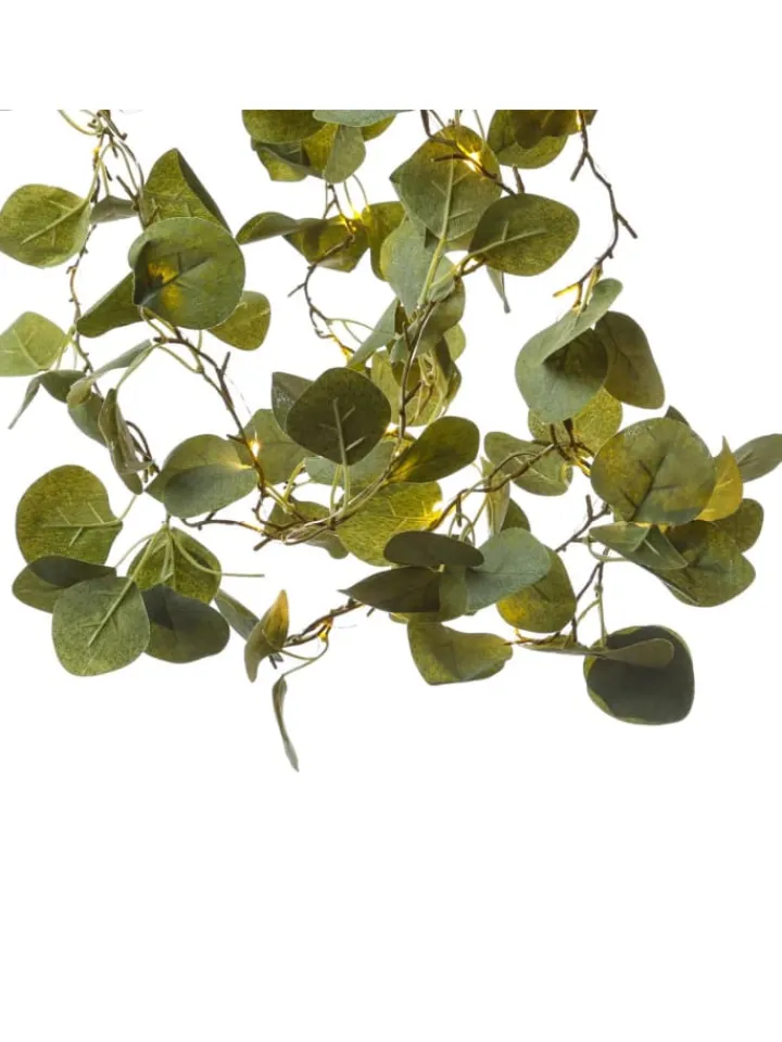 MARELIDA Lichterketten & Dekobeleuchtung<LED Lichterkette Eukalyptus L: 2,9m Timer grüne Blätter Tischdeko