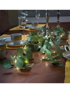 MARELIDA Lichterketten & Dekobeleuchtung<LED Lichterkette Eukalyptus L: 2,9m Timer grüne Blätter Tischdeko