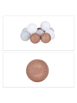 relaxdays Lichterketten & Dekobeleuchtung<LED Lichterkette in Weiß/Grau/Braun (L)160 cm