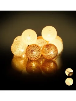 relaxdays Lichterketten & Dekobeleuchtung<LED Lichterkette in Weiß/Grau/Braun (L)160 cm