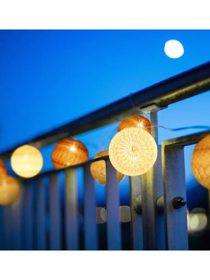 relaxdays Lichterketten & Dekobeleuchtung<LED Lichterkette in Weiß/Grau/Braun (L)160 cm