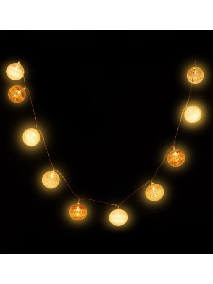 relaxdays Lichterketten & Dekobeleuchtung<LED Lichterkette in Weiß/Grau/Braun (L)160 cm
