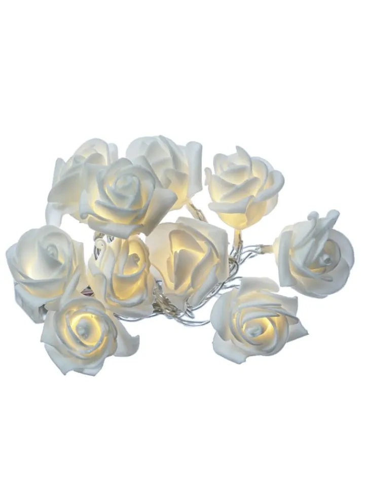 MARELIDA Lichterketten & Deko-Leuchten|Lichterketten & Dekobeleuchtung<LED Lichterkette Mini Rosen 10 Blumen Batteriebetrieb L: 90cm in weiß