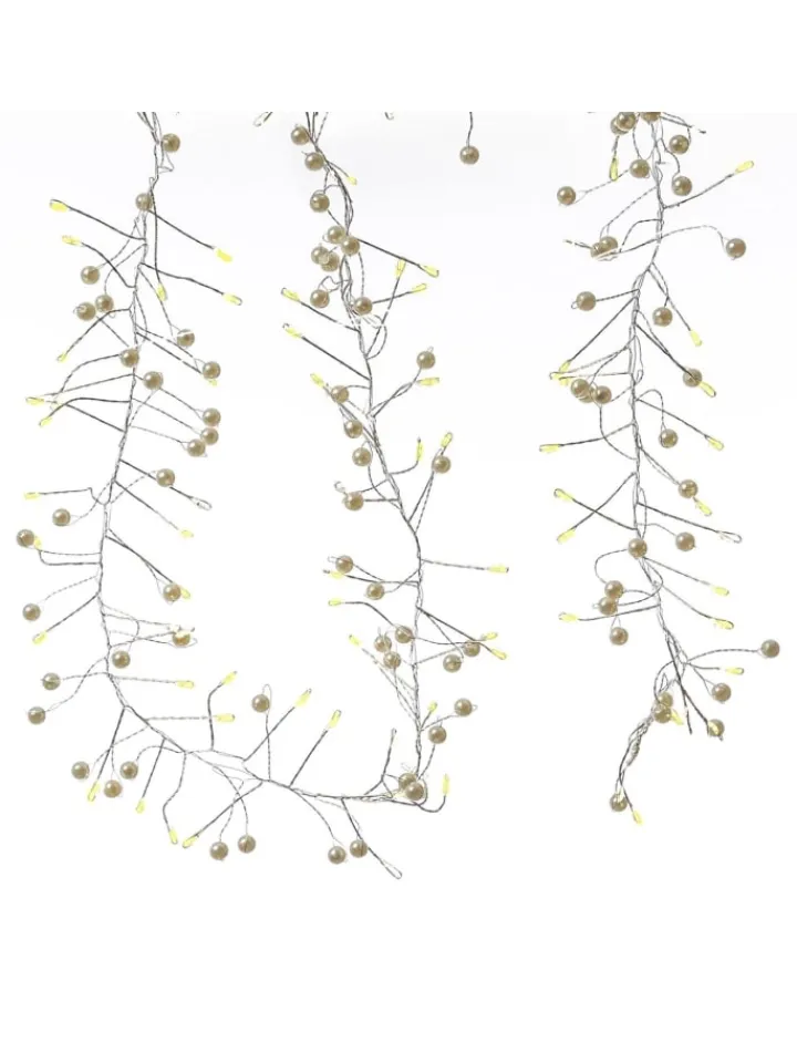 MARELIDA Lichterketten & Dekobeleuchtung<LED Lichterkette Perlen Cluster Dekolichterkette 100LED L: 1,2m Timer in weiß