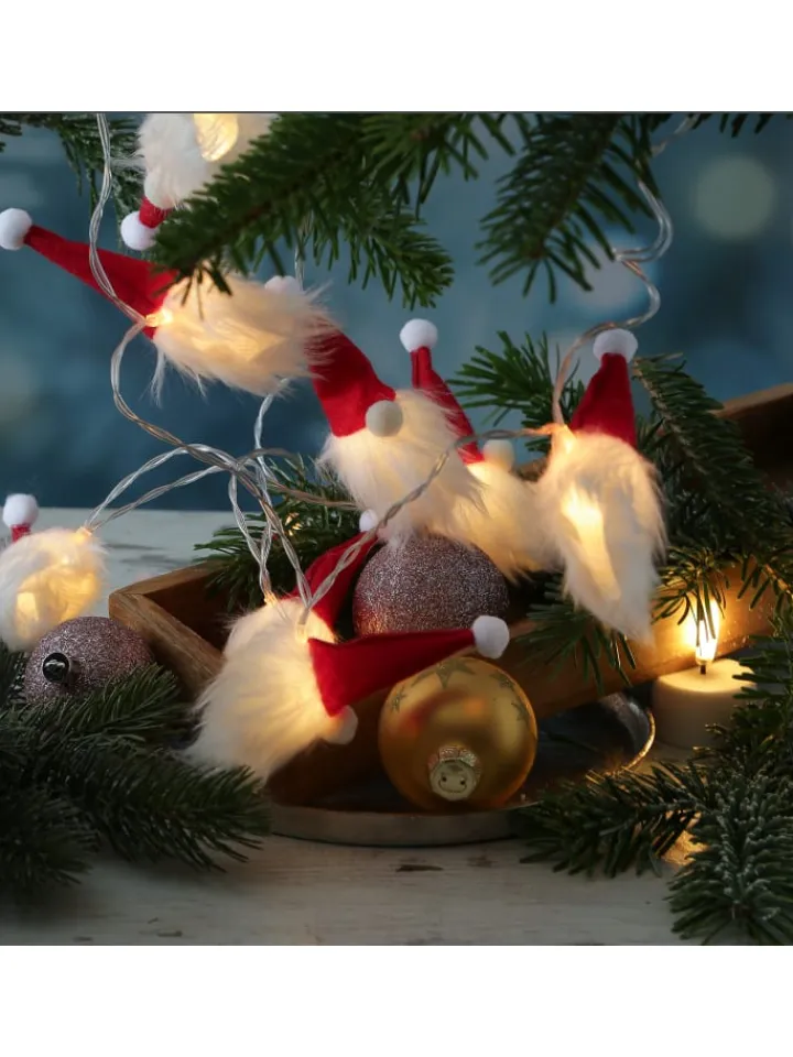 MARELIDA Lichterketten & Dekobeleuchtung<LED Lichterkette Wichtel 10 Weihnachtswichtel L: 1,3m in rot, weiß