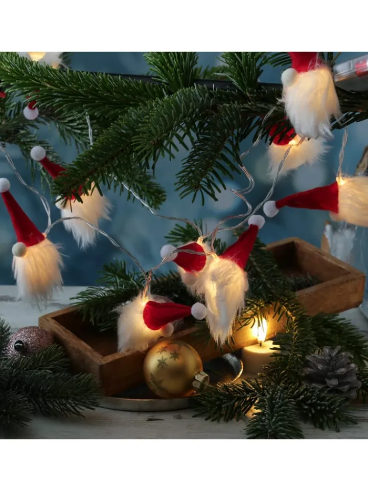 MARELIDA Lichterketten & Dekobeleuchtung<LED Lichterkette Wichtel 10 Weihnachtswichtel L: 1,3m in rot, weiß