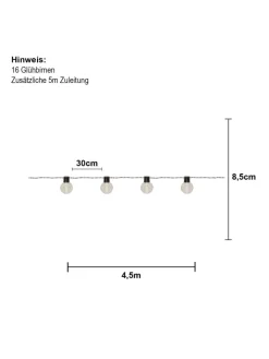 STAR Trading Lichterketten & Dekobeleuchtung<LED Outdoor-Lichterkette ,Partaj, Netzbetrieb, 16 LEDs, klar, warmwe