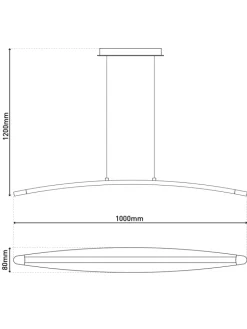 näve Decken- & Hängeleuchten<LED Pendelleuchte "SURF" in chrome - (L)100 cm x (B)8 cm x (H)120 cm - EEK G