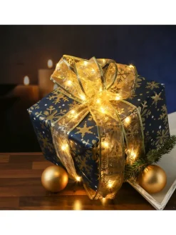 MARELIDA Weihnachtsschmuck<LED Seidenband Geschenkband in gold Länge 2,7m
