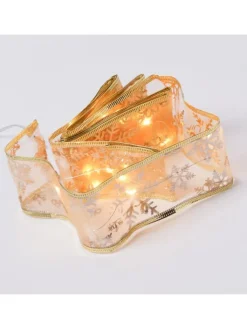 MARELIDA Weihnachtsschmuck<LED Seidenband Geschenkband in gold Länge 2,7m