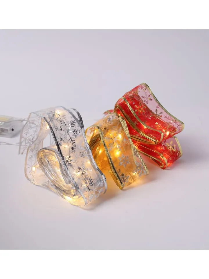 MARELIDA Weihnachtsschmuck<LED Seidenband Geschenkband in rot Länge 2,7m