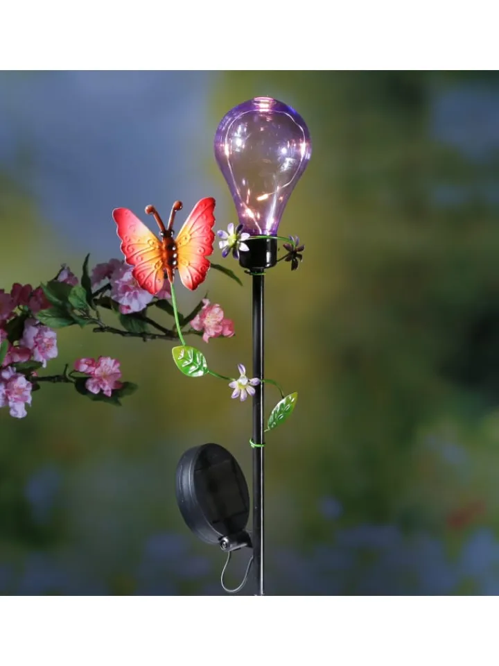 MARELIDA Gartendekoration<LED Solar Gartenstecker Schmetterling Deko Gartenspieß H: 84cm in bunt