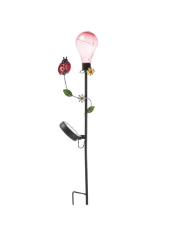 MARELIDA Gartendekoration<LED Solar Gartenstecker Schmetterling Deko Gartenspieß H: 84cm in rot
