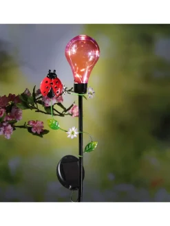 MARELIDA Gartendekoration<LED Solar Gartenstecker Schmetterling Deko Gartenspieß H: 84cm in rot