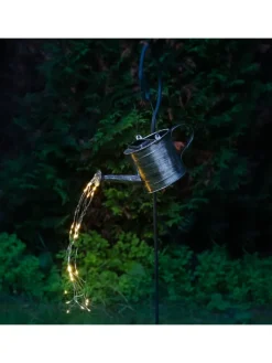 MARELIDA Lichterketten & Dekobeleuchtung|Lichterketten & Deko-Leuchten<LED Solar Gießkanne mit Wasserfalleffekt H: 90cm in silber