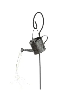 MARELIDA Lichterketten & Dekobeleuchtung|Lichterketten & Deko-Leuchten<LED Solar Gießkanne mit Wasserfalleffekt H: 90cm in silber