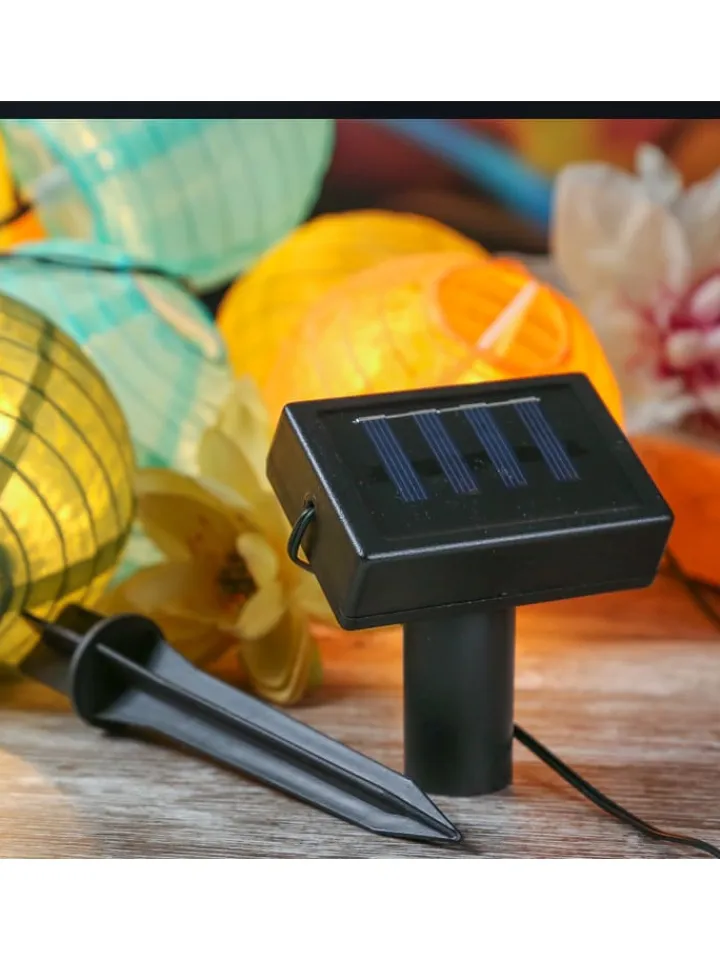 MARELIDA Lichterketten & Dekobeleuchtung<LED Solar Lichterkette 10 Lampions in bunt - L: 4,5m