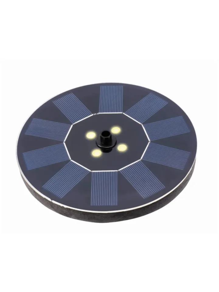 GORANDO Gartendekoration<LED Solar Teichpumpe leuchtend schwimmende Fontäne D: 16cm in schwarz