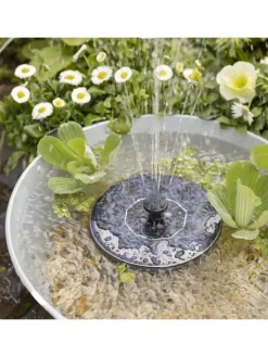 GORANDO Gartendekoration<LED Solar Teichpumpe leuchtend schwimmende Fontäne D: 16cm in schwarz